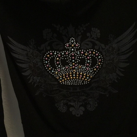 Beautiful hooded embellished crown long sleeve tee - Picture 2 of 7